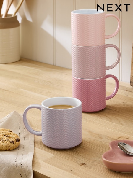 Set of 4 Textured Stacking Mugs (H17593) | 18 €
