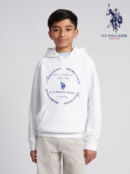U.S. Polo Assn. White Boys Premium Print Interlock Hoodie (H17606) | €66 - €80