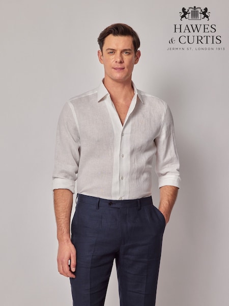 Hawes & Curtis 100% Linen Slim White Shirt (H17634) | €106
