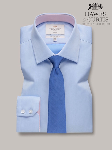 Hawes & Curtis Blue 100% Cotton Pick And Pick Slim Shirt (H17649) | R$ 680