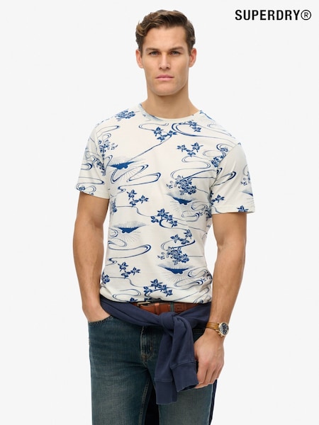 Superdry White Classic Essential Printed 100% Cotton T-Shirt (H17660) | €35