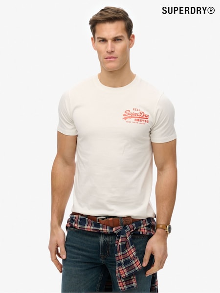 Superdry Cream Vintage Logo Tokyo Relaxed 100% Cotton T-Shirt (H17661) | €45