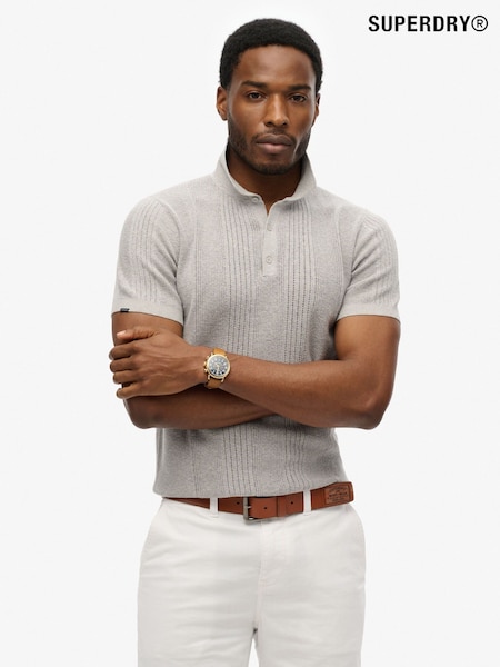 Superdry Grey Short Sleeve Knitted Polo Shirt (H17662) | €80