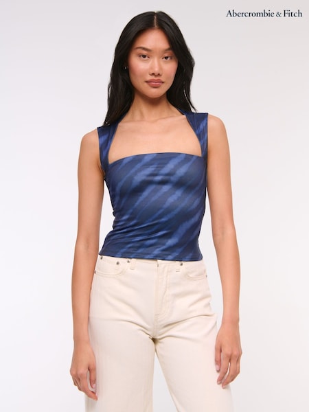 Abercrombie & Fitch Blue Zebra Print Seamless Square Neck Top (H17666) | R$ 345