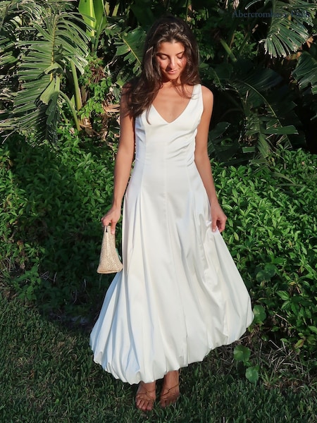 Abercrombie & Fitch Bubble Hem White Midi Dress (H17671) | 156 €