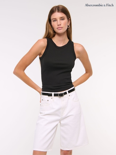 Preto - Abercrombie & Fitch Ribbed Tank Top (H17673) | R$ 180
