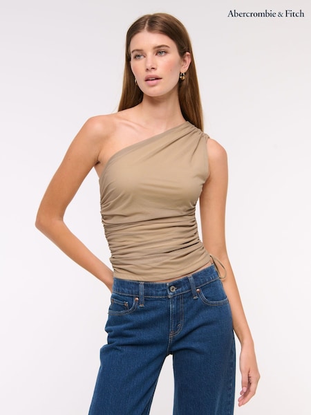 Castanho - Abercrombie & Fitch Mesh One Shoulder Cinched Waist Top (H17687) | R$ 345