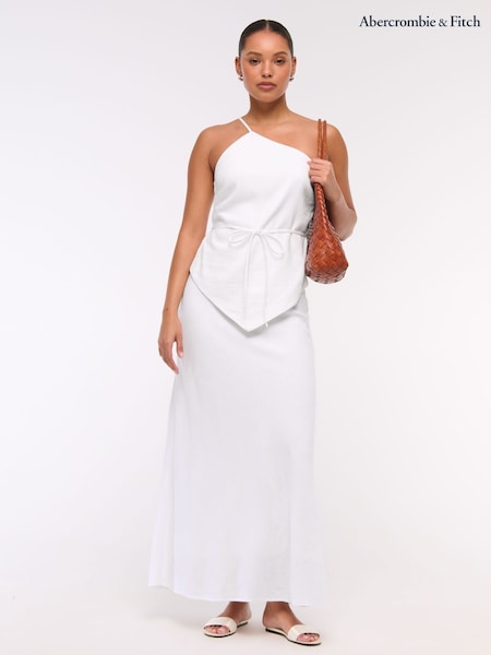 Weiß - Abercrombie & Fitch Linen Blend Bias Cut Maxi Skirt (H17693) | 92 €