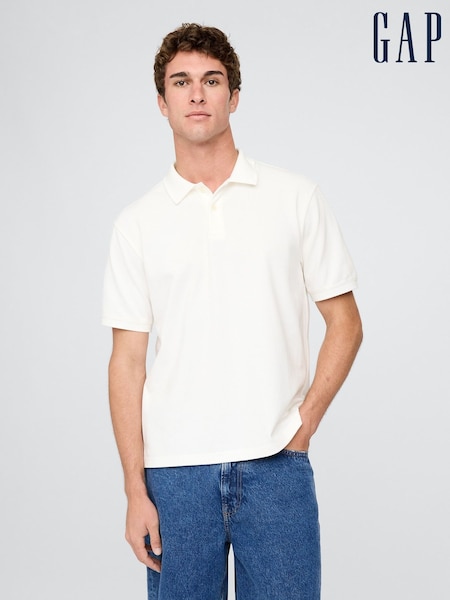 Gap White Cotton Pique Short Sleeve Polo Shirt (H17741) | €40