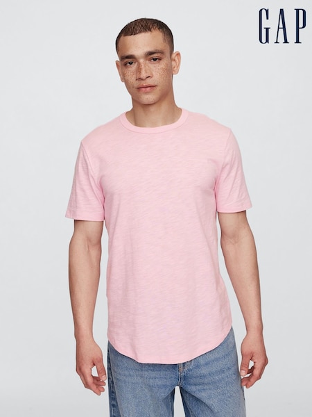 Gap Light Pink Slub Curved Hem Short Sleeve T-Shirt (H17751) | €16