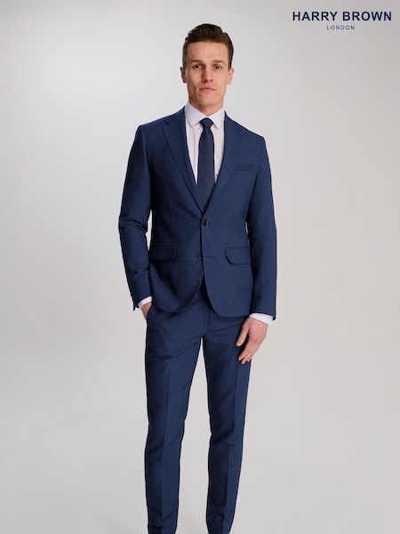 Harry Brown Blue Slim Fit Suit Archie Melange Jacket (H17754) | €170