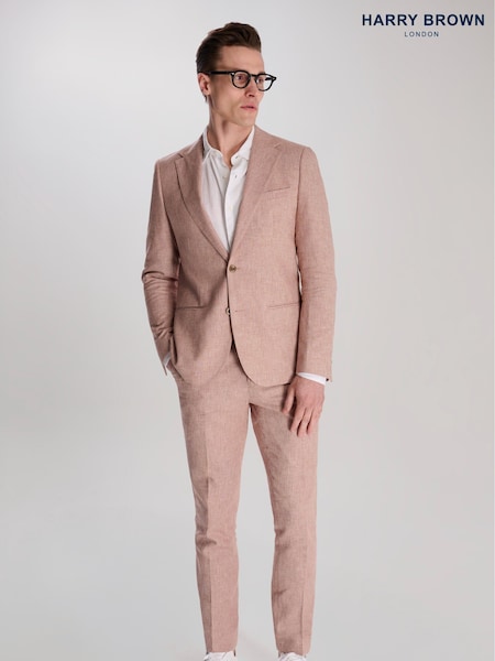 Harry Brown Pink Giacomo Slim Fit Cotton Linen Suit Jacket (H17757) | €199