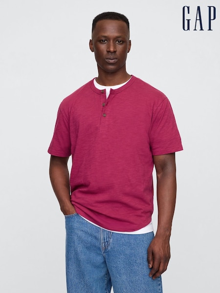 Gap Pink Short Sleeve Henley T-Shirt (H17758) | €23