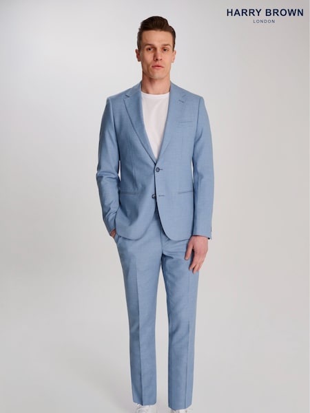Harry Brown Blue Sandro Slim Fit Linen Look Suit Jacket (H17761) | €185