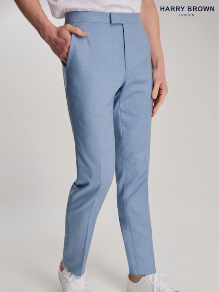 Harry Brown Blue Sandro Slim Fit Linen Look Suit Trousers (H17770) | $121