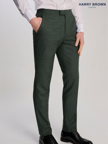 Harry Brown Green Sandro Slim Fit Linen Look Suit Trousers (H17771) | $121
