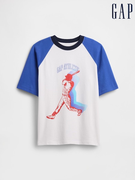 Blanco/azul - Gap Varsity Crew Neck Short Sleeve T-Shirt (4-13yrs) (H17781) | 20 €