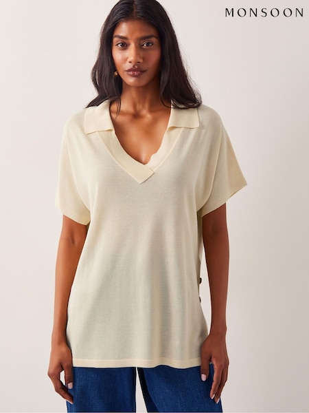 Monsoon Yellow Cloe Knitted Collar Top (H17825) | €83
