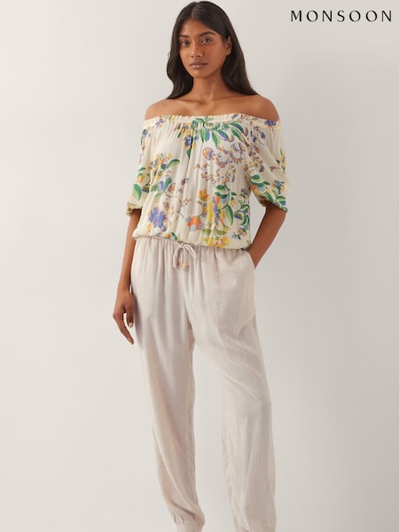 Monsoon Kaia Floral Print Bardot Top (H17848) | 365 LEI