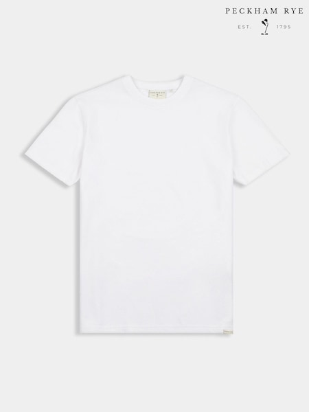 Peckham Rye White Mens Pique Texture T-Shirt (H17853) | €40