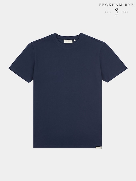 Peckham Rye Blue Mens Pique Texture T-Shirt (H17854) | 148 QAR