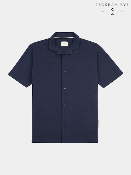 Peckham Rye Blue Mens Jersey Revere Shirt (H17855) | €53