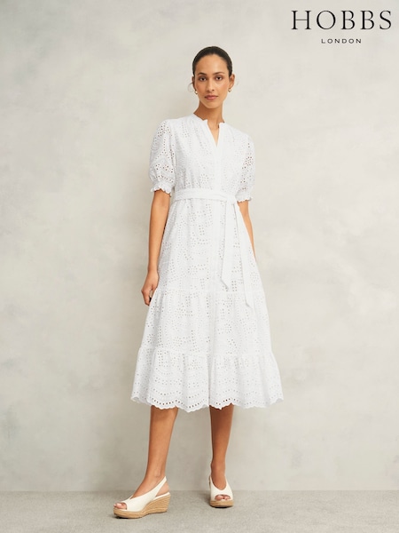 Hobbs White Petite Rosanna Dress (H17858) | €239