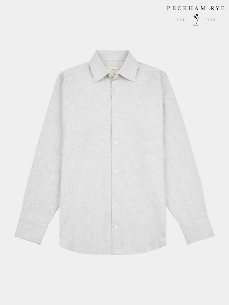 Peckham Rye Grey Mens Cotton Blend 100% Linen Shirt (H17860) | €73