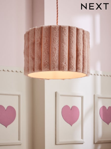 Pink Faux Fur Easy Fit Pendant Lamp Shade (H17862) | €42