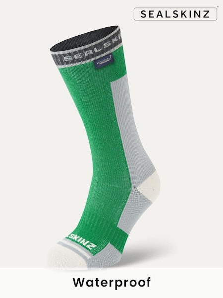 ירוק - Sealskinz Holverstone Waterproof Mid Length Lightweight Running Socks (H17870) | ‏201‏₪