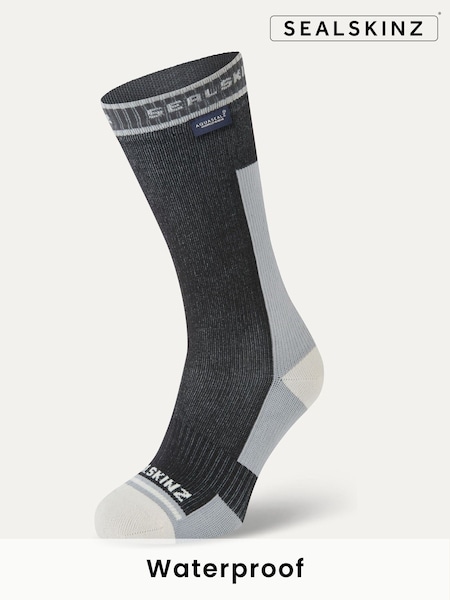 שחור - Sealskinz Holverstone Waterproof Mid Length Lightweight Running Socks (H17876) | ‏201‏₪