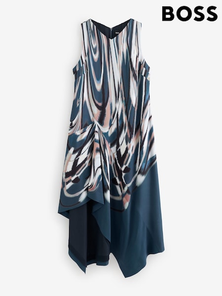 BOSS Blue Donari Print Fit & Flare Midi Dress (H17898) | 2,438 QAR