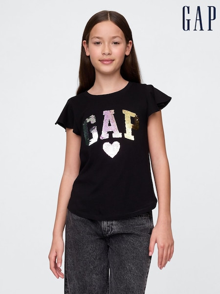 Logo negro - Gap Flippy-Sequin Graphic T-Shirt (4-13yrs) (H17901) | 20 €