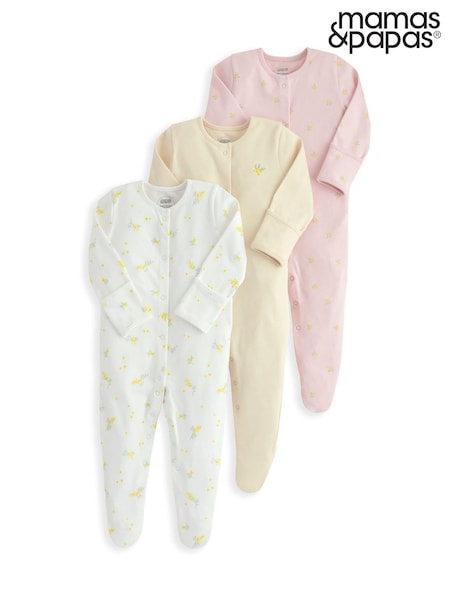 Gelb - Mamas & Papas 100% Cotton Bicycle Print Sleepsuits 3 Pack (H17929) | 34 €