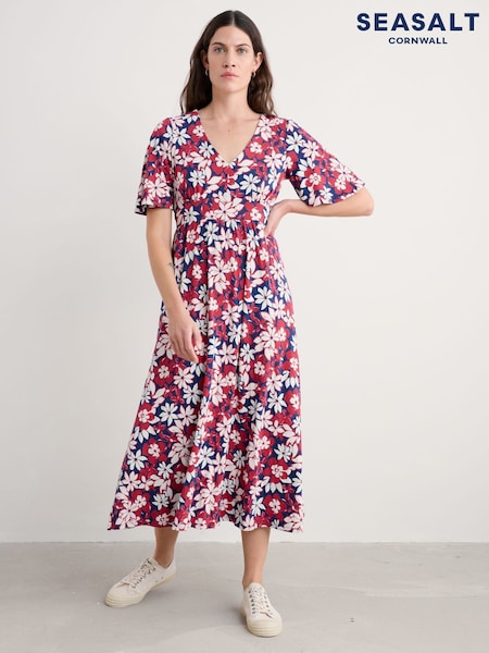 Seasalt Cornwall Multi Petite Petite Chateaux Half Sleeve Maxi 100%  Cotton Dress (H17932) | €89
