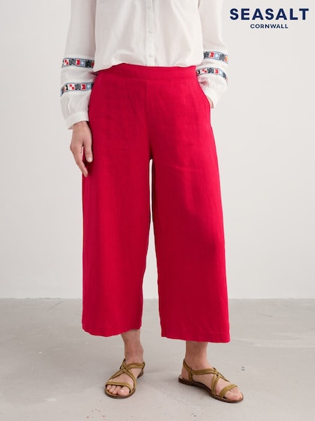 Seasalt Cornwall Red Merrivale Linen Culottes Trousers (H17948) | €107
