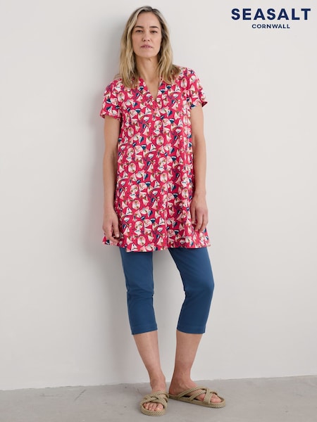 Seasalt Cornwall Red Wreathe Short Sleeve Jersey Tunic (H17956) | €79