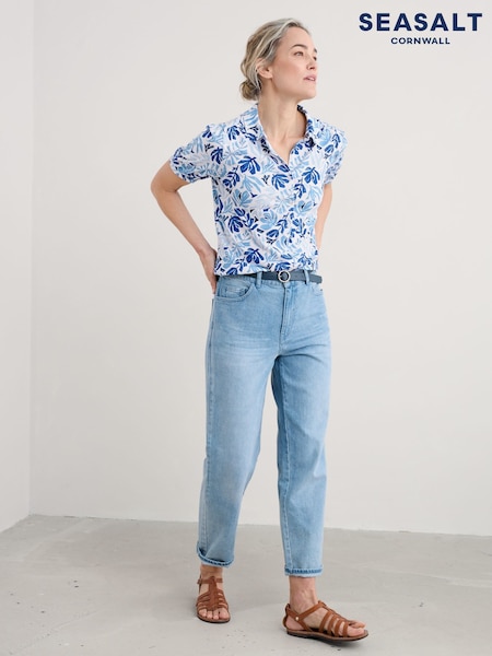 Seasalt Cornwall Blue Embrace Short Sleeve Shirt (H17959) | ₪231