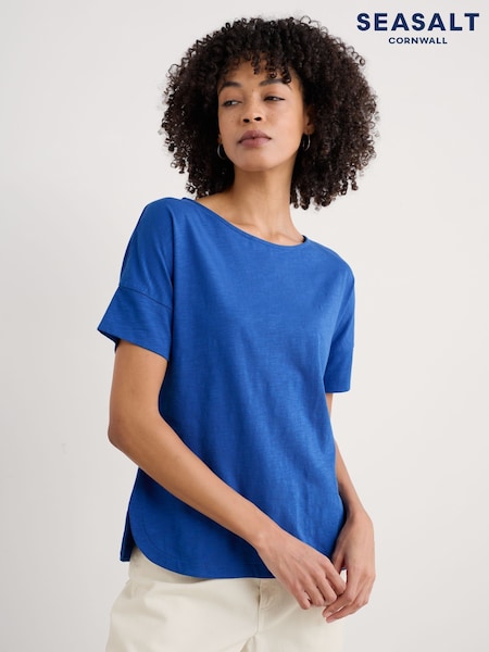 Blue Ground - Seasalt Cornwall Bryher View 100% Cotton Boat Neck T-Shirt (H17960) | 42 €