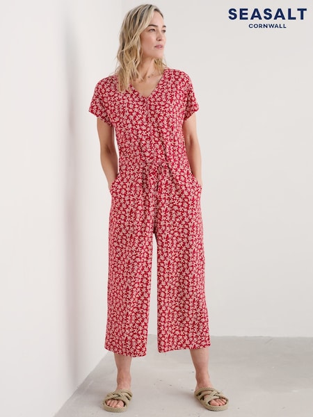 Rojo - Seasalt Cornwall Petite Rose Trellis Wide Leg Jumpsuit (H17962) | 105 €