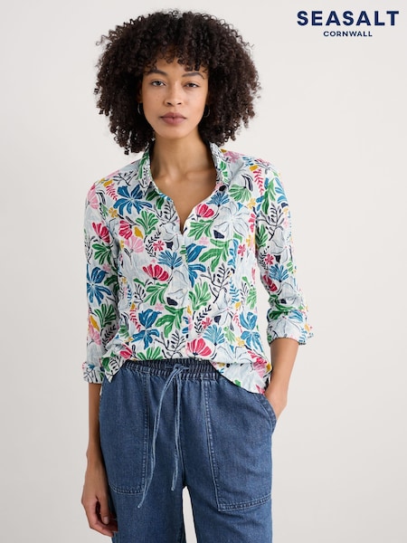 Seasalt Cornwall Green/Blue Larissa 100% Cotton Shirt (H17964) | ₪251