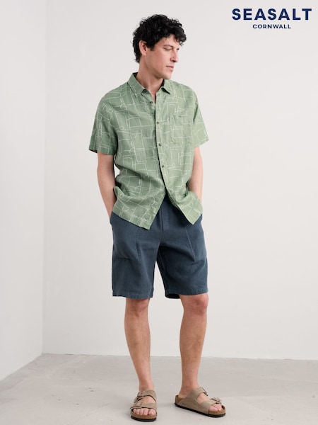 Seasalt Cornwall Blue Mens Sandcart 100% Linen Shorts (H17967) | €104