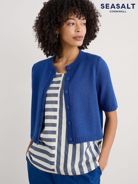 modra - Seasalt Cornwall Gillan Creek 100% Cotton Short-Sleeve Cardigan (H17969) | € 90