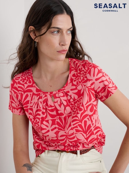 Rosa oscuro - Seasalt Cornwall Light Pink Appletree Keyhole Detail T-Shirt (H17979) | 54 €