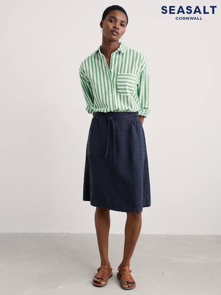Seasalt Cornwall Blue Pepper Moth 100% Linen Skirt (H17984) | €99