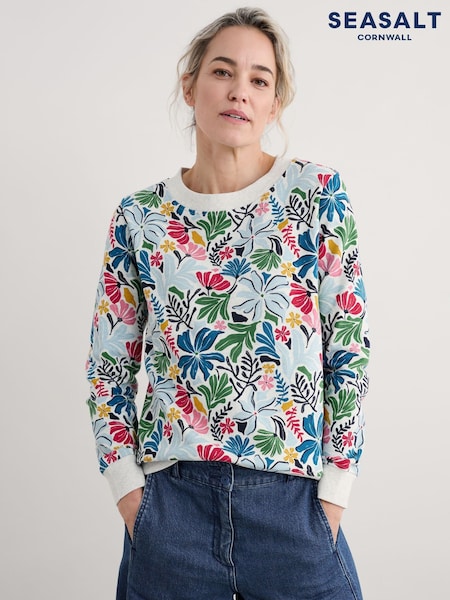 שחור - Seasalt Cornwall Bright Wave Printed 100% Cotton Sweatshirt (H17986) | ‏267‏₪