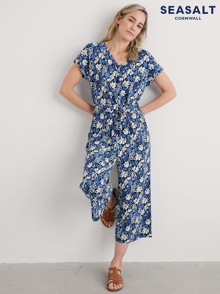 Azul - Seasalt Cornwall Petite Rose Trellis Wide Leg Jumpsuit (H17989) | 105 €