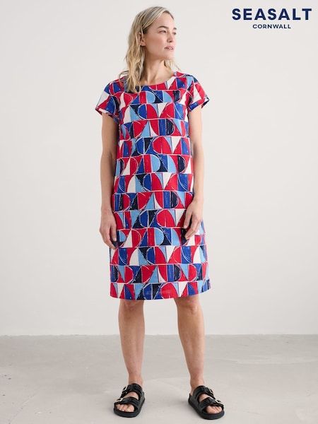 Seasalt Cornwall Multi Petite River Cove Shift 100% Cotton Dress (H17999) | ₪352