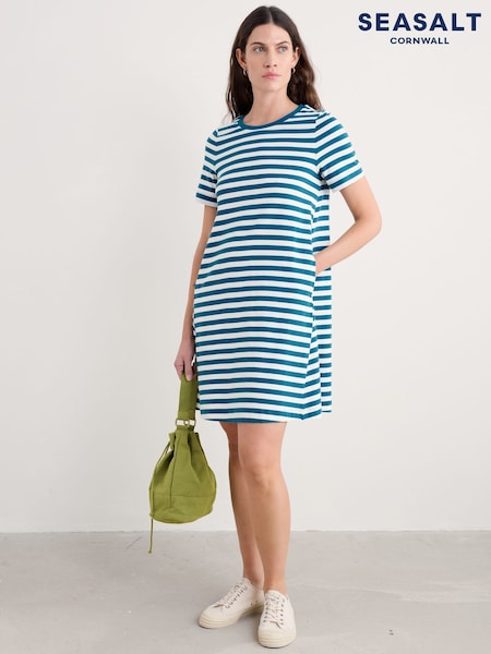 Seasalt Cornwall Blue Tall Madron 100% Cotton T-Shirt Dress (H18008) | €88