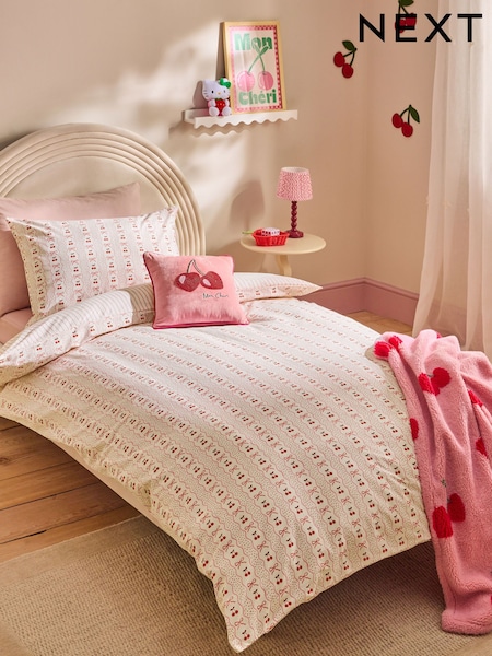 Pink Cherry Bow Duvet Cover and Pillowcase Set (H18015) | €21 - €32